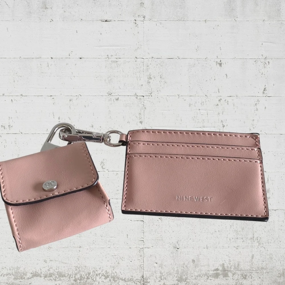 Nine West Blush AirPods Case & Card Holder Keychain Set